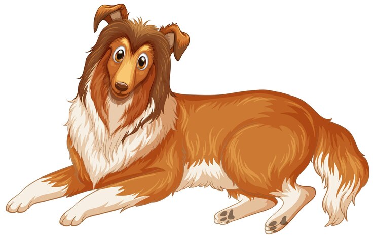 Vetor grátis desenho de cachorro rough collie em fundo branco