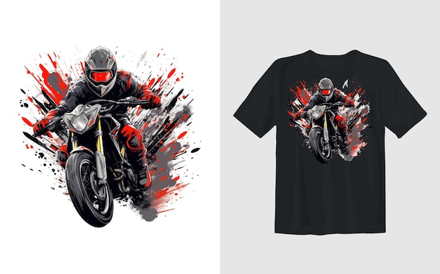 Vetor grátis desenho de camiseta de motociclista de desenho animado vetorial de motocicleta extrema