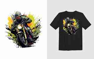 Vetor grátis desenho de camiseta de motociclista de desenho animado vetorial de motocicleta extrema