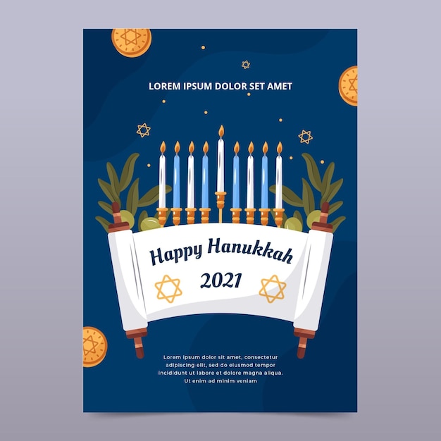 Vetor grátis desenho de cartaz feliz hanukkah