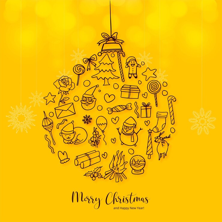 Vetor grátis desenho de cartões de natal com elementos decorativos de natal
