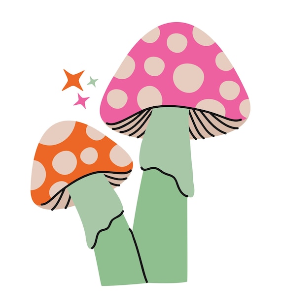 Vetor grátis desenho de cogumelos esotéricos