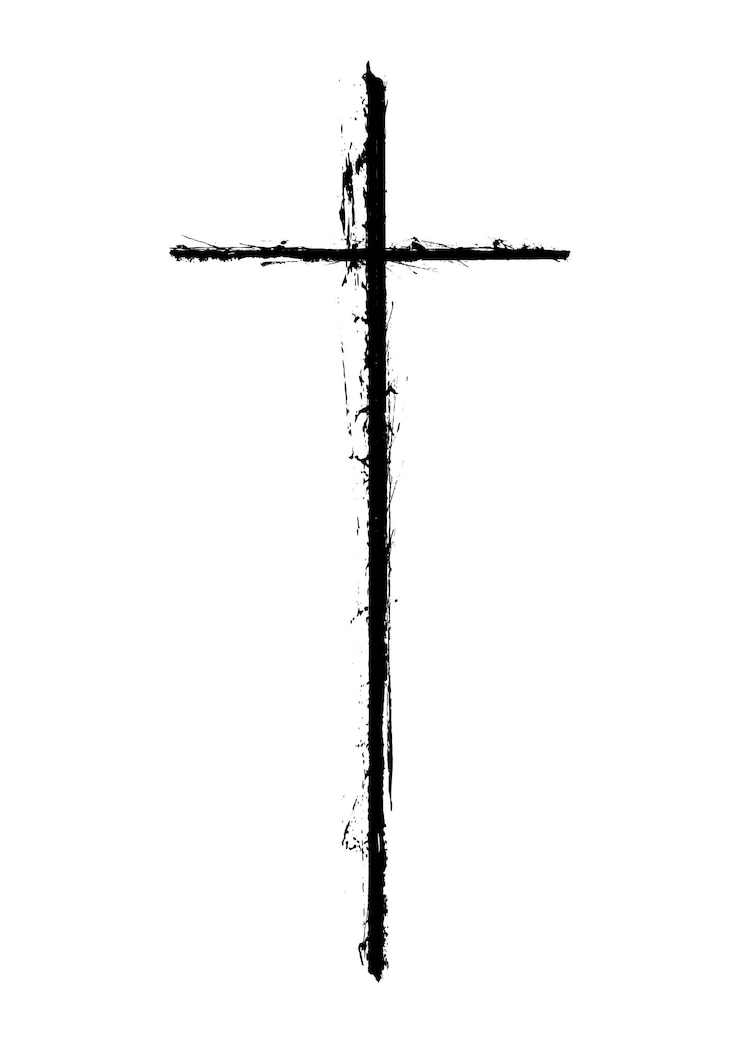 Vetor grátis desenho de cruz cristã em estilo grunge moderno minimalista