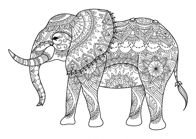Vetor grátis desenho de elefante desenhado