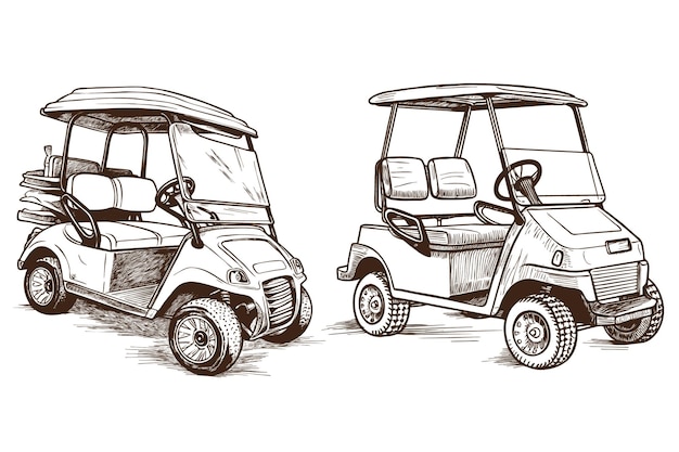 Vetor grátis desenho de esboço de carrinho de golfe