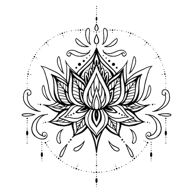 Desenho de flor de lótus mandala desenhada à mão