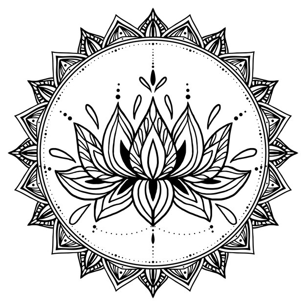 Desenho de flor de lótus mandala desenhada à mão