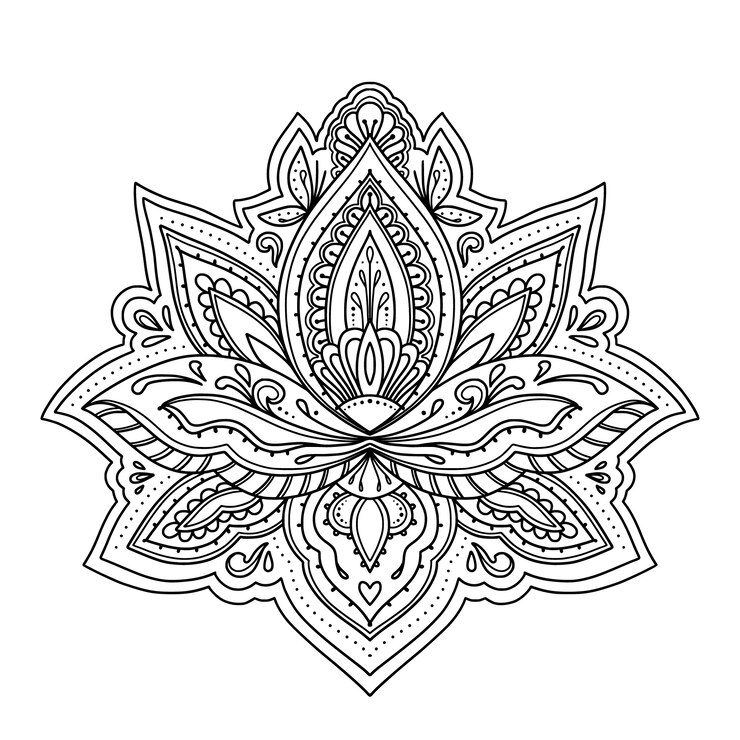 Vetor grátis desenho de flor de lótus mandala desenhada à mão
