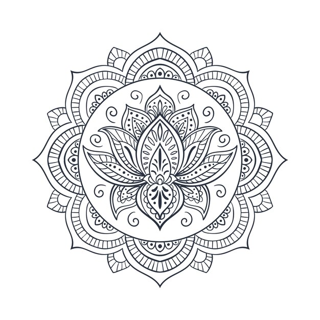 Desenho de flor de lótus mandala desenhada à mão