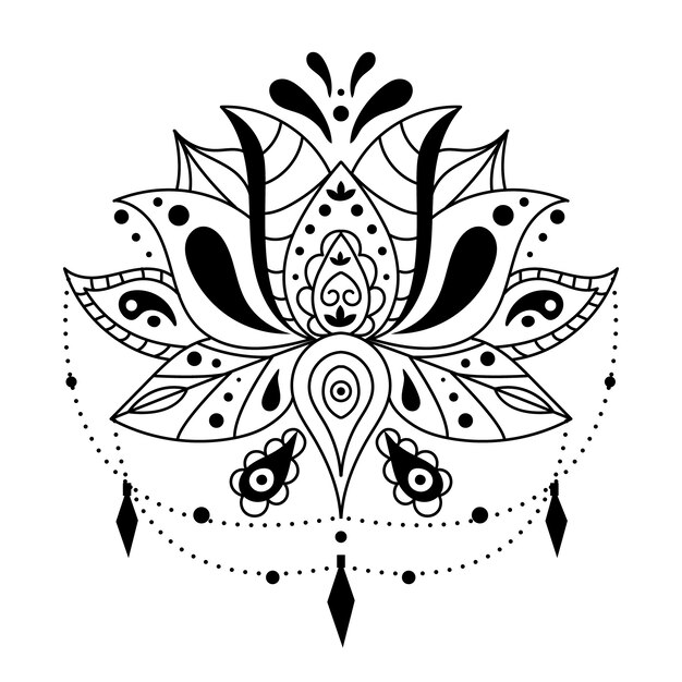 Desenho de flor de lótus mandala desenhada à mão