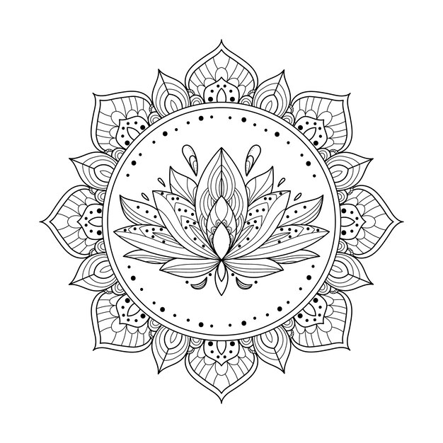 Desenho de flor de lótus mandala desenhada à mão