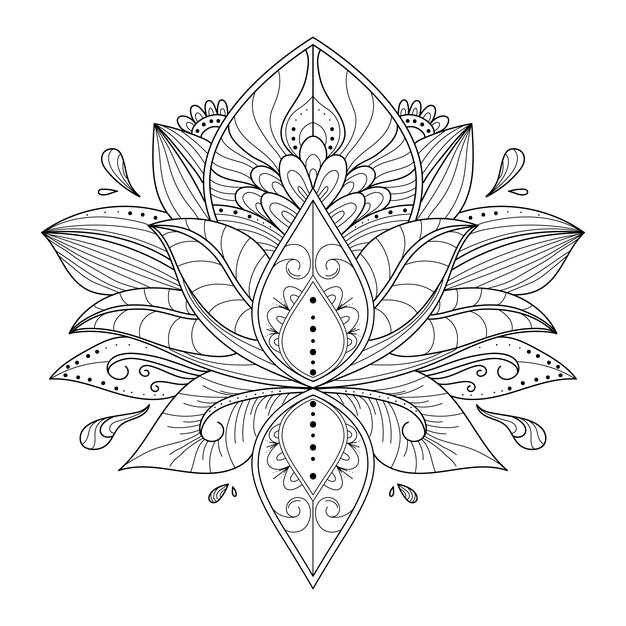 Desenho de flor de lótus mandala desenhada à mão