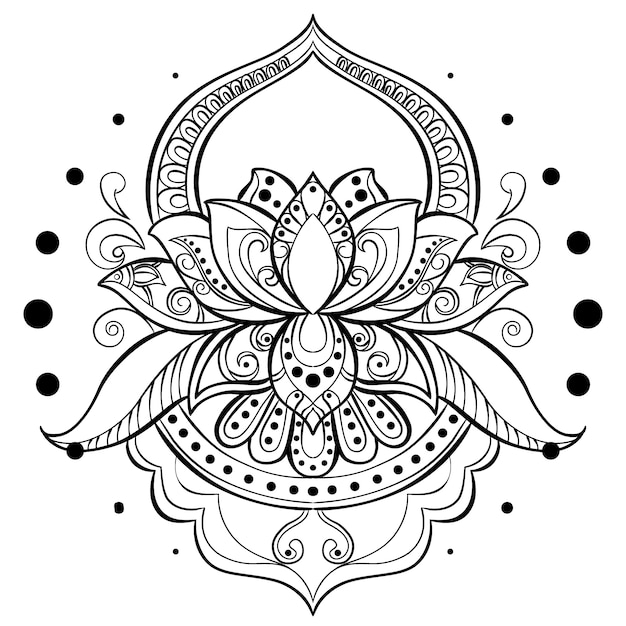 Vetor grátis desenho de flor de lótus mandala desenhada à mão