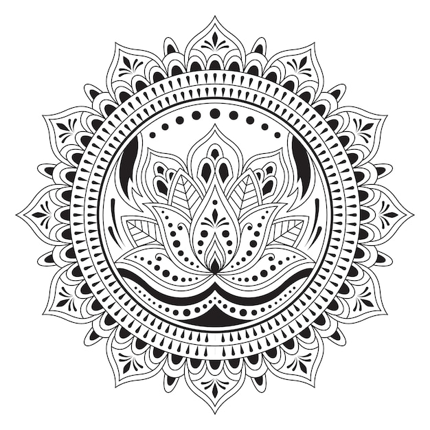 Desenho de flor de lótus mandala desenhada à mão