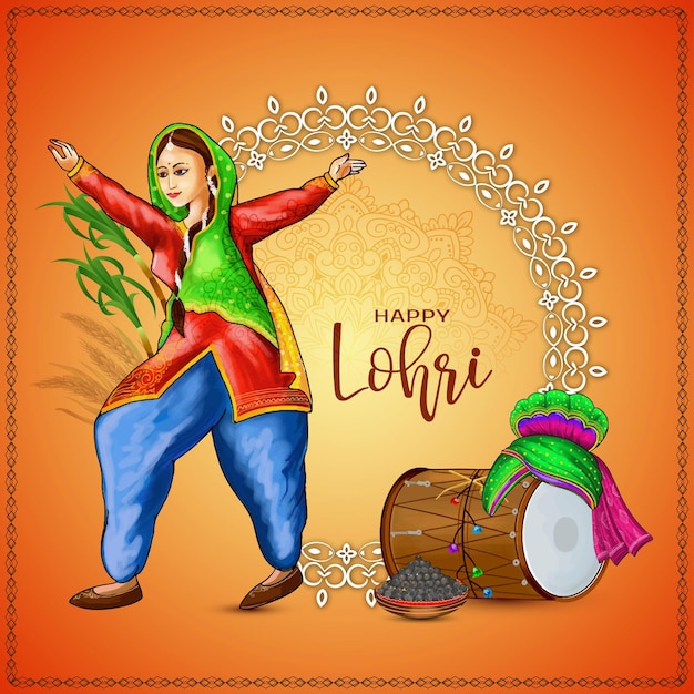 Vetor grátis desenho de fundo elegante do festival cultural punjabi happy lohri