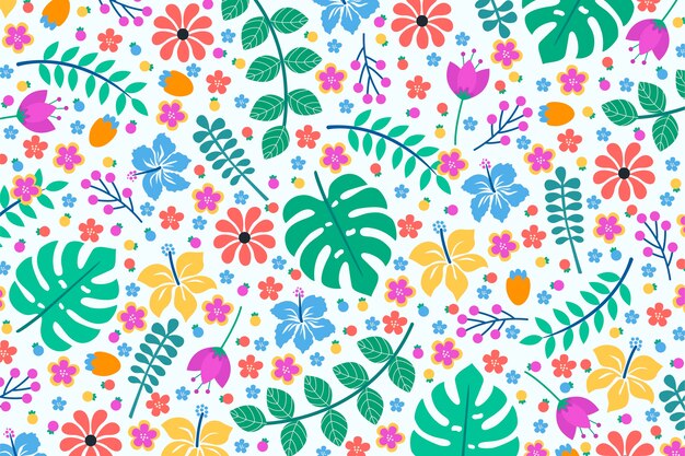 Desenho de fundo floral exótico colorido