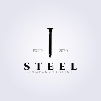 Desenho de ilustração vetorial de logotipo de aço, prego de aço
