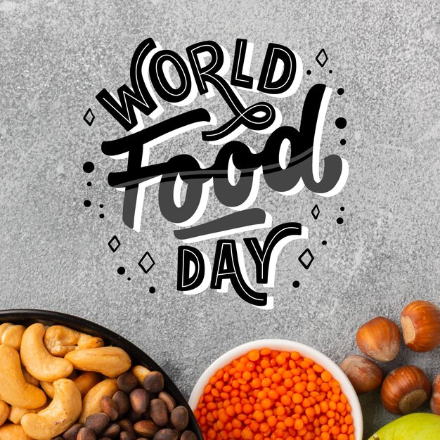 Desenho de letras do Dia Mundial da Alimentação