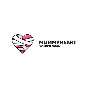 Desenho de logotipo de coração de múmia fofo