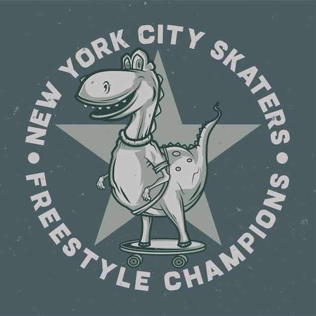 Vetor grátis desenho de logotipo de dinossauro no skate