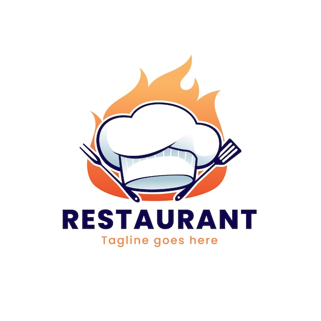 Desenho de logotipo de restaurante em gradiente