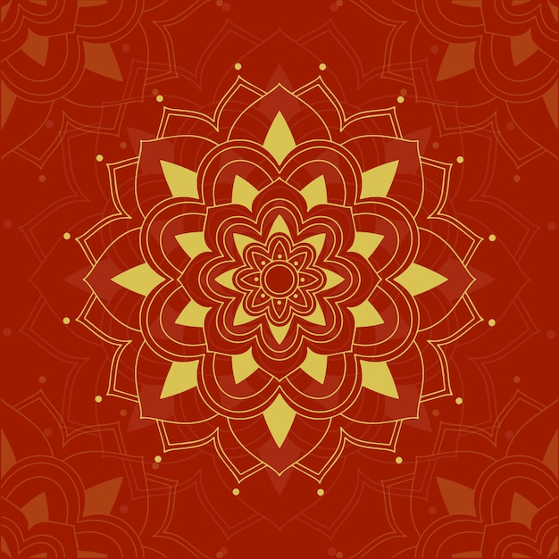 Desenho de mandala no vermelho