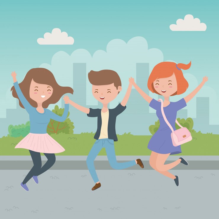 Vetor grátis desenho de menino e meninas de adolescente
