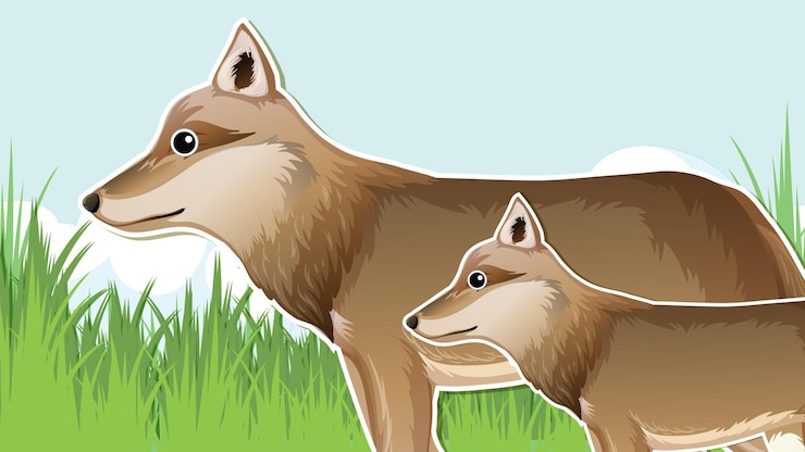 Vetor grátis desenho de miniaturas com cães-lobo
