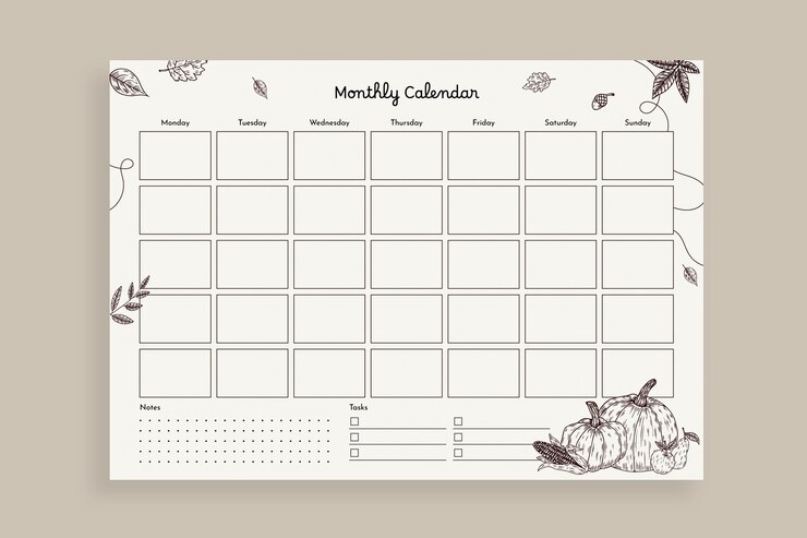 Vetor grátis desenho de modelo de calendário de ação de graças
