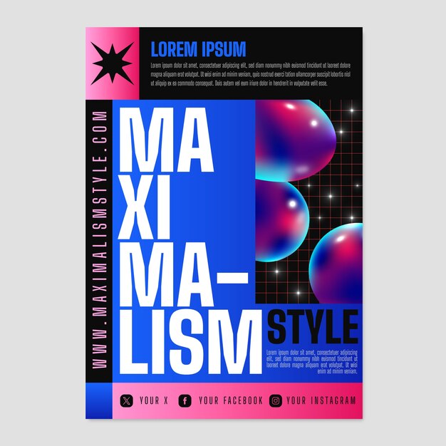 Desenho de modelo de cartaz de maximalismo