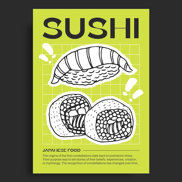 Vetor grátis desenho de modelo de cartaz de sushi