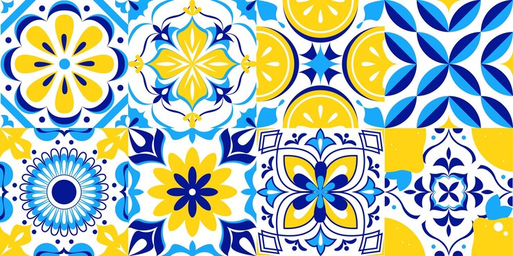 Vetor grátis desenho de mosaico de padrão amalfi com limão
