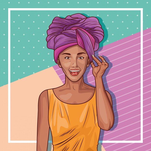 Desenho de mulher jovem pop art