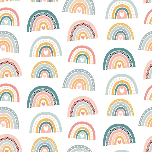 Vetor grátis desenho de padrão de arco-íris desenhado à mão