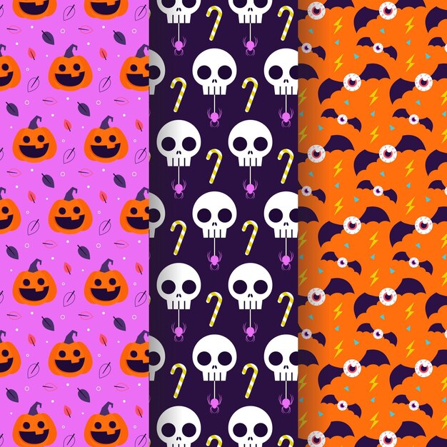 Desenho de padrão de halloween plano desenhado à mão