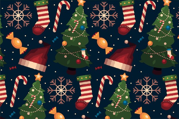Desenho de padrão de Natal desenhado à mão