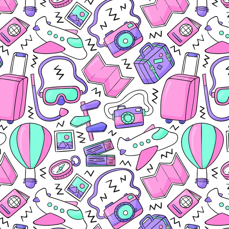 Vetor grátis desenho de padrão de viagens desenhado à mão