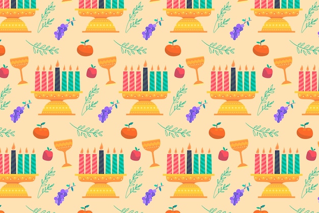 Desenho de padrão kwanzaa plano desenhado à mão