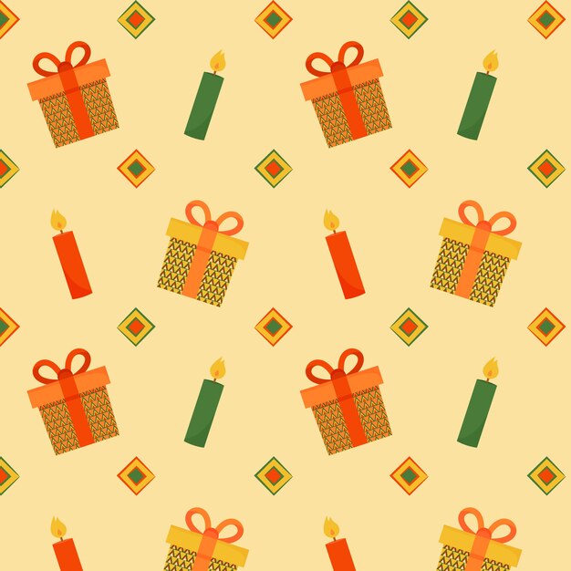 Desenho de padrão kwanzaa plano desenhado à mão