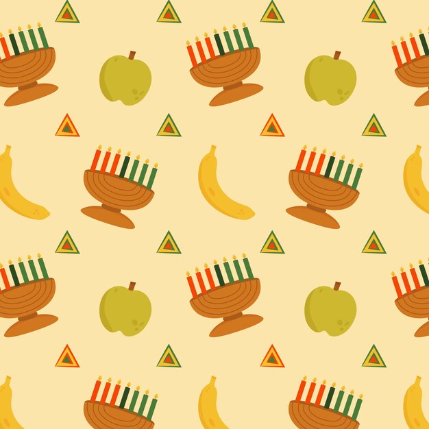 Desenho de padrão kwanzaa plano desenhado à mão