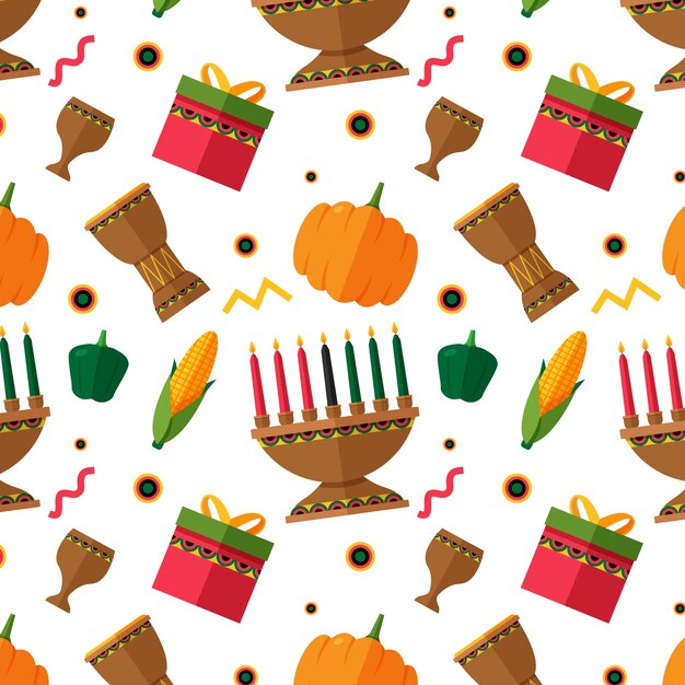 Desenho de padrão kwanzaa plano