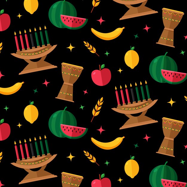 Desenho de padrão kwanzaa plano