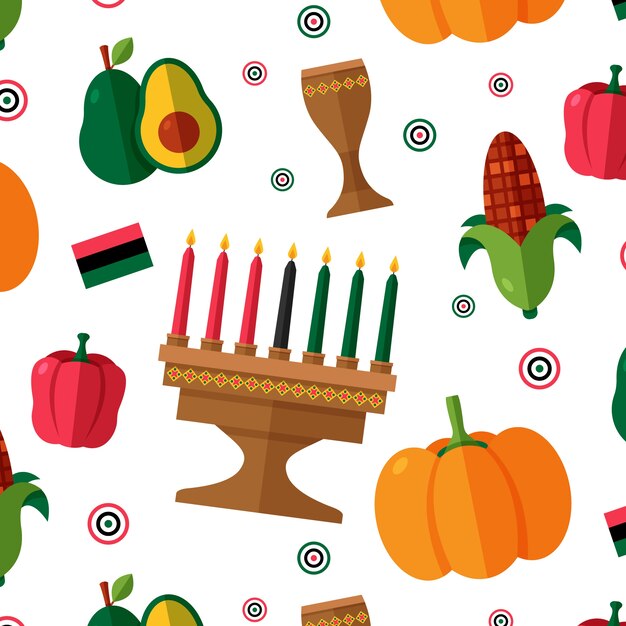 Desenho de padrão kwanzaa plano