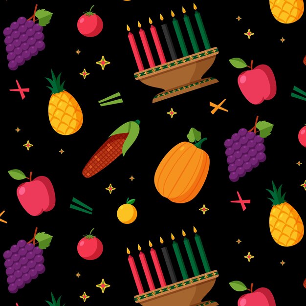 Desenho de padrão kwanzaa plano