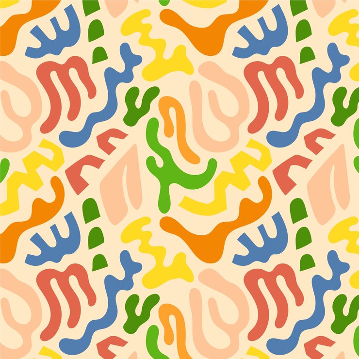 Vetor grátis desenho de padrão matisse colorido desenhado à mão