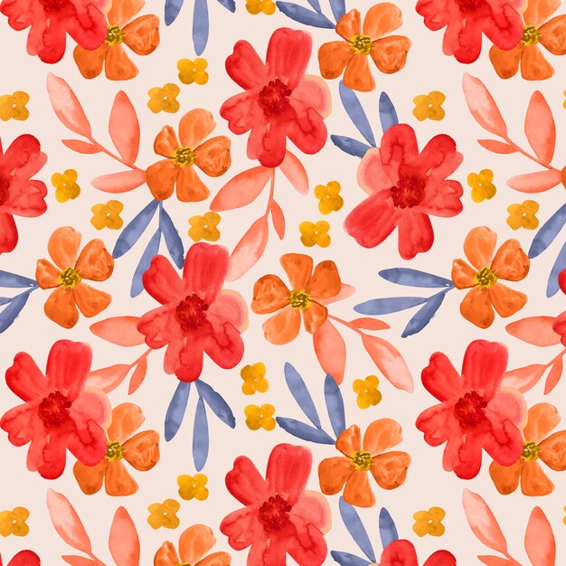 Desenho de padrões florais em aquarela