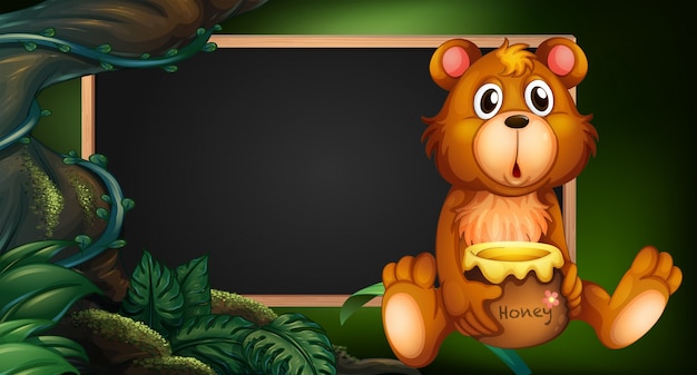 Desenho de placa com urso na floresta