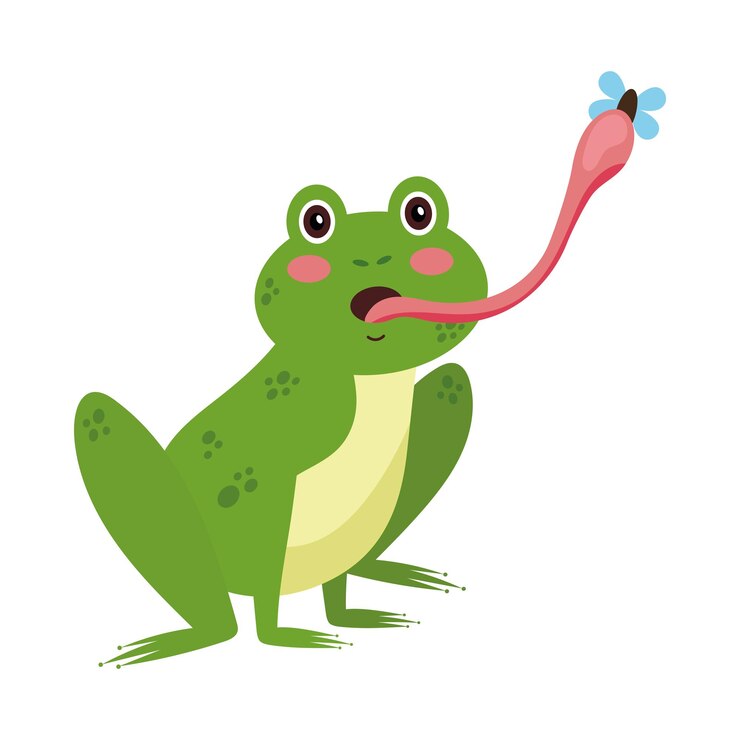 Vetor grátis desenho de sapo comendo mosca