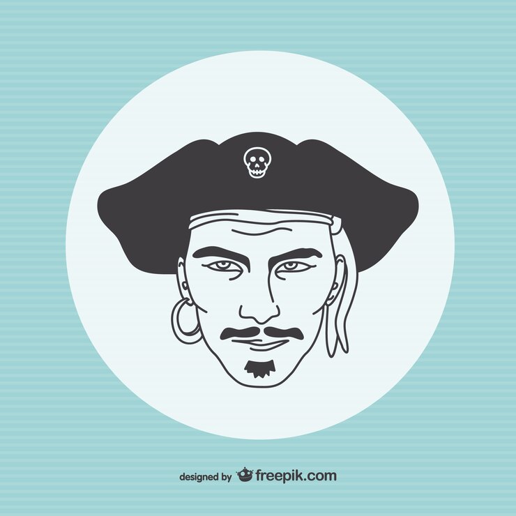 Vetor grátis desenho de um retrato pirata