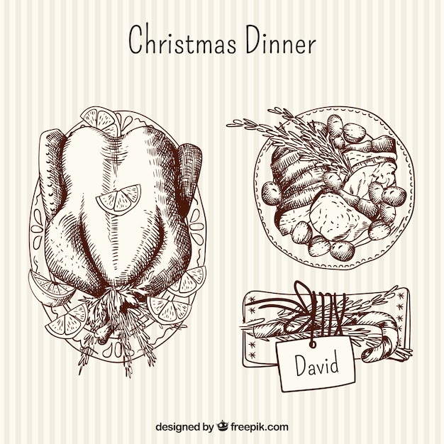 Desenho delicioso jantar de natal